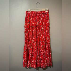 BeachLunchLounge Red Floral Maxi Skirt